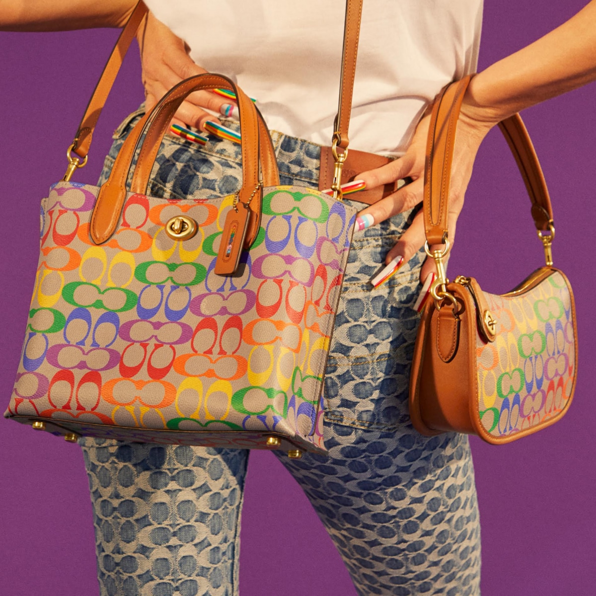 COACH Kitt Small Rainbow tester Signature